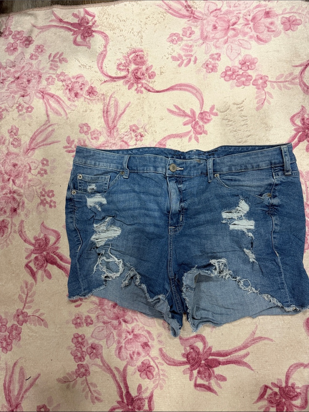 Women’s Blue Distressed Denim Jean Shorts